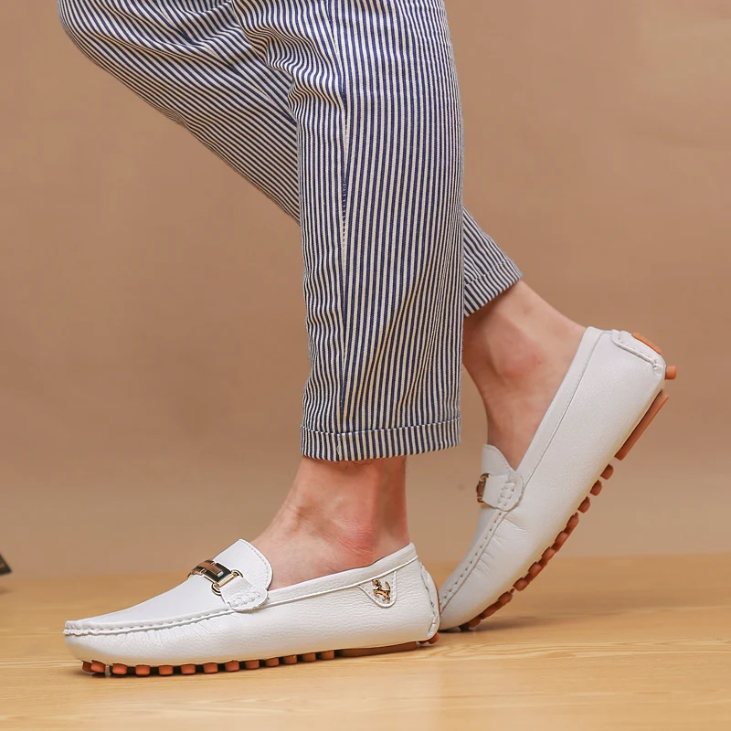YRZL Loafers Men Handmade PU Leather Loafer Casual Driving Flats Slip-on Shoes Luxury Comfy Moccasins White Loafers Shoes Men