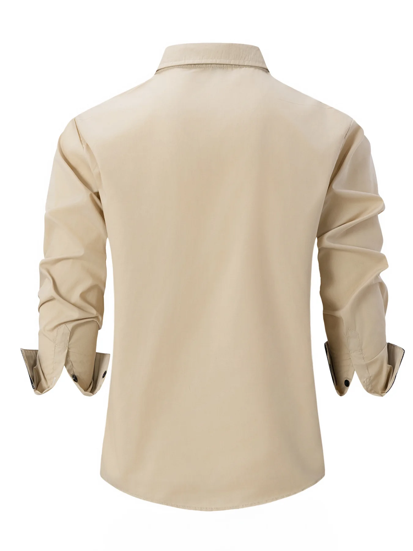 Men's business casual shirt, fashionable solid color, versatile, long-sleeved lapel cotton shirt, pocket, spring and autumn Men's business casual shirt, fashionable solid color, versatile, long-sleeved lapel cotton shirt, pocket, spring and autumn