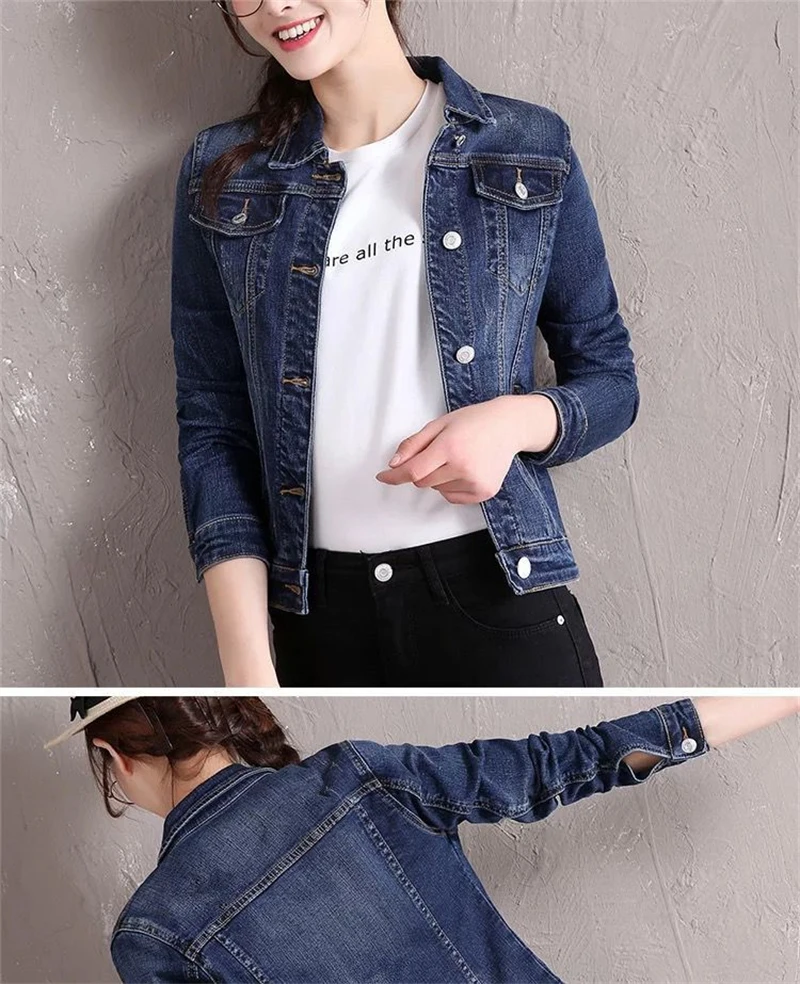 2024 Autumn Women's Casual Denim Jacket Jacket Women's Long-Sleeved Single-Breasted Jeans Jacket Women's Short Top 2024 Autumn Women's Casual Denim Jacket Jacket Women's Long-Sleeved Single-Breasted Jeans Jacket Women's Short Top