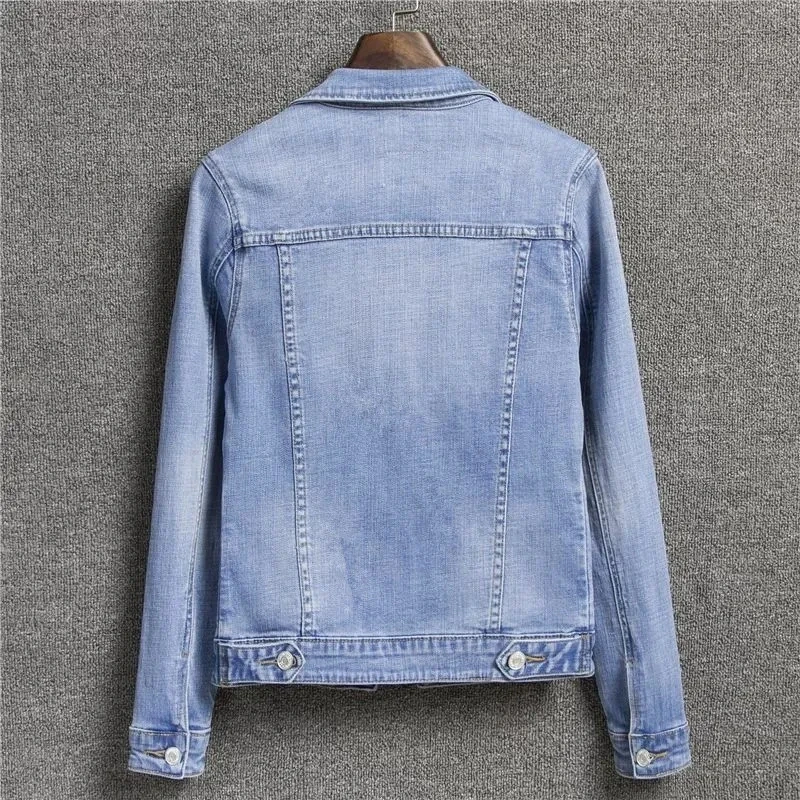 2024 Autumn Women's Casual Denim Jacket Jacket Women's Long-Sleeved Single-Breasted Jeans Jacket Women's Short Top
