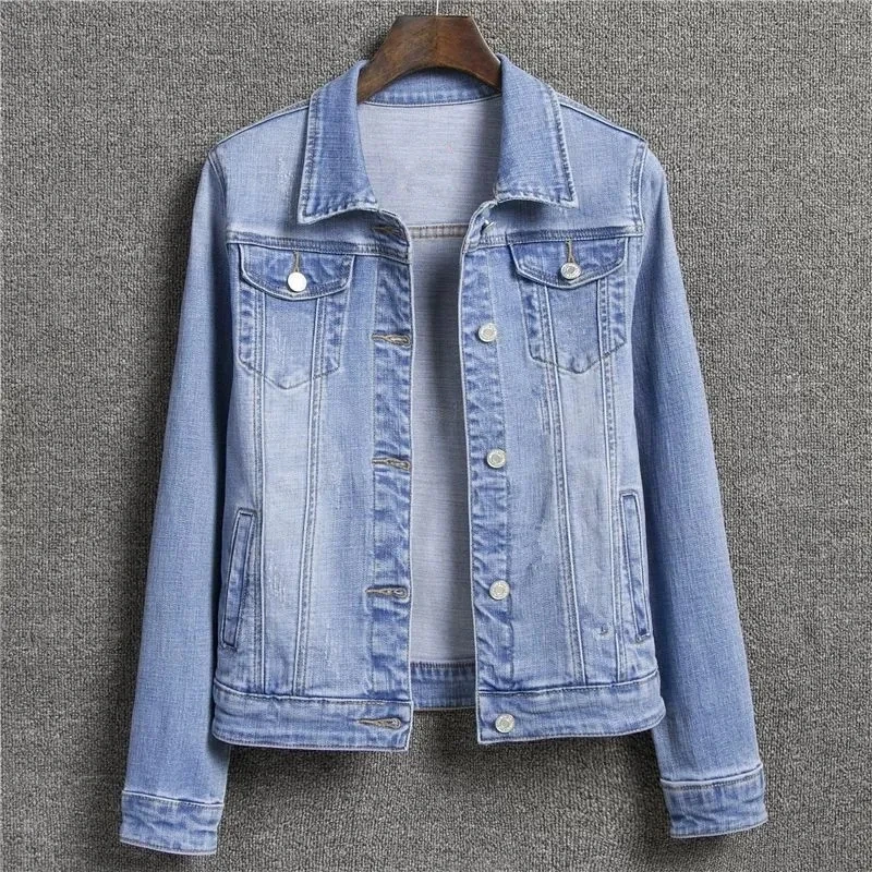 2024 Autumn Women's Casual Denim Jacket Jacket Women's Long-Sleeved Single-Breasted Jeans Jacket Women's Short Top