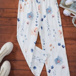 Plus Size Women's Hawaii Floral Prints Trousers Comfortable & Simple For Everyday Wear Comfortable Sobriety