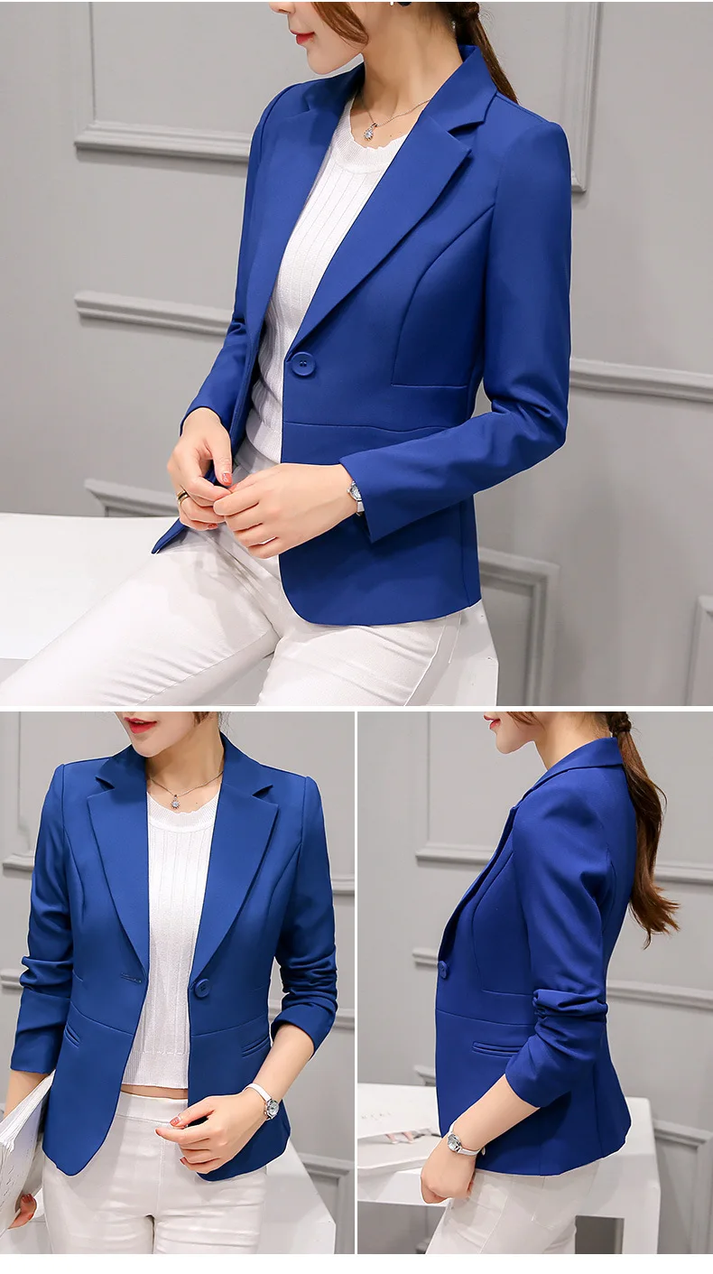 Women's Blazer 2025 Blue Long Sleeve Blazers Pockets Jackets Coat Slim Office Lady Jacket Female Tops Suit Blazer Femme Jackets