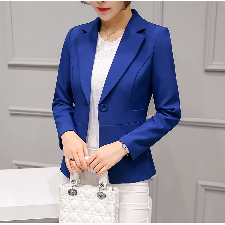 Women's Blazer 2025 Blue Long Sleeve Blazers Pockets Jackets Coat Slim Office Lady Jacket Female Tops Suit Blazer Femme Jackets