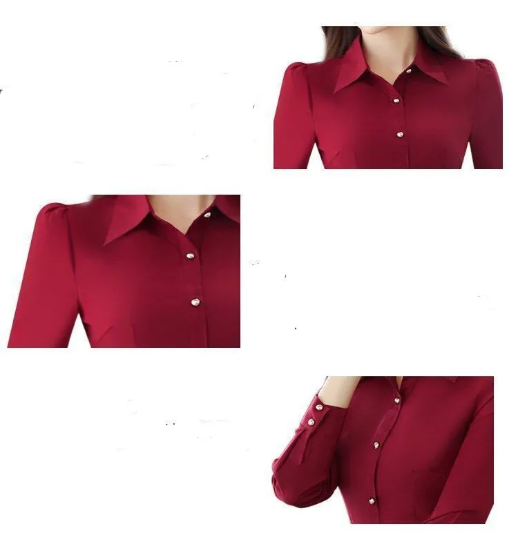 White Shirt Women Chiffon Dress Shirt Long Sleeve Blouses Slim Women Tops OL Korean Fashion Women Shirts Autumn Working Clothes
