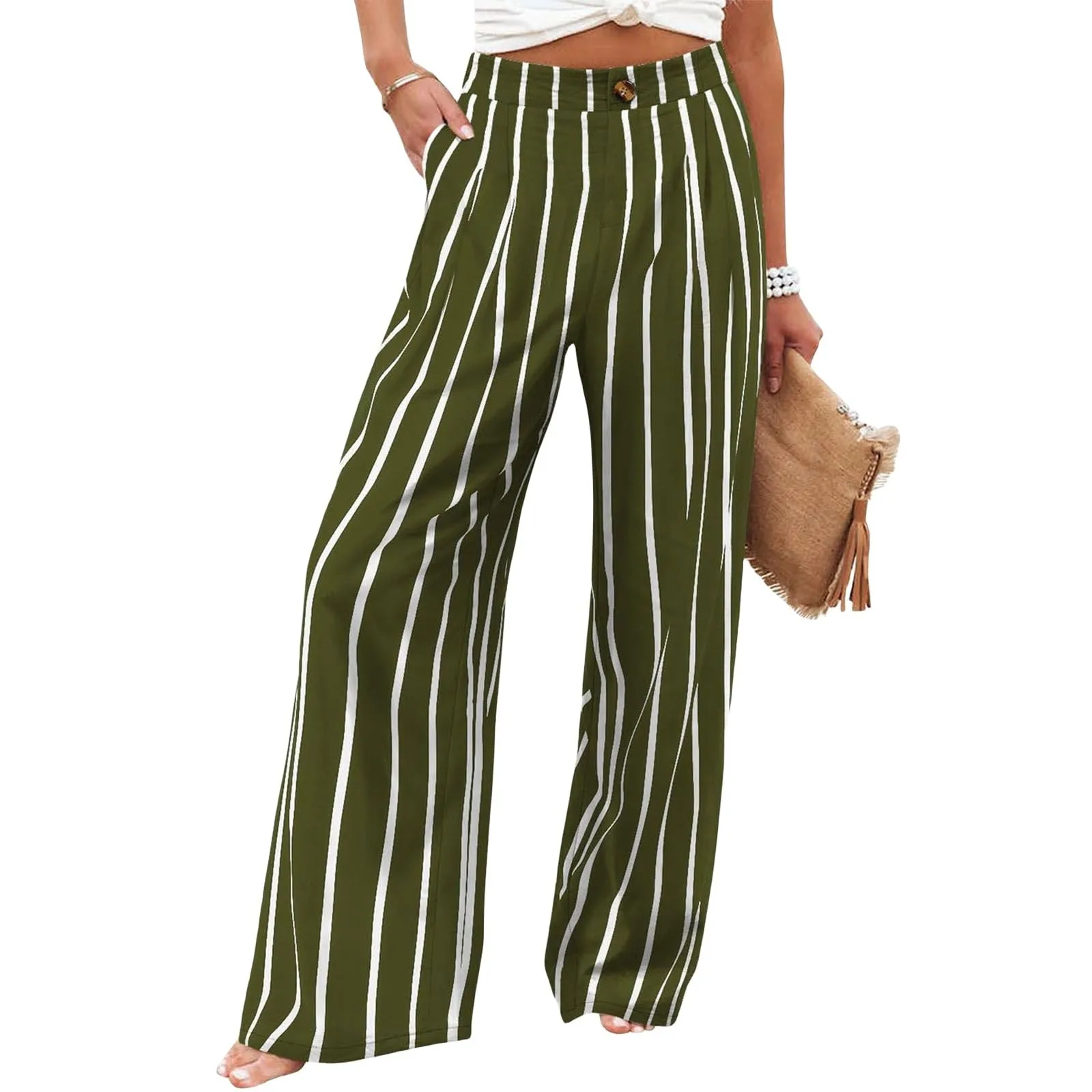 Stripe Women Pants High Waist Loose Wide Leg Pants Women Casual Straight Trousers Women Fashion High Street Suit Women's Pants Stripe Women Pants High Waist Loose Wide Leg Pants Women Casual Straight Trousers Women Fashion High Street Suit Women's Pants