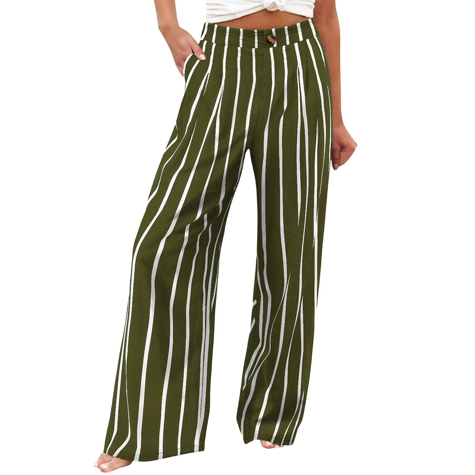 Stripe Women Pants High Waist Loose Wide Leg Pants Women Casual Straight Trousers Women Fashion High Street Suit Women's Pants Stripe Women Pants High Waist Loose Wide Leg Pants Women Casual Straight Trousers Women Fashion High Street Suit Women's Pants