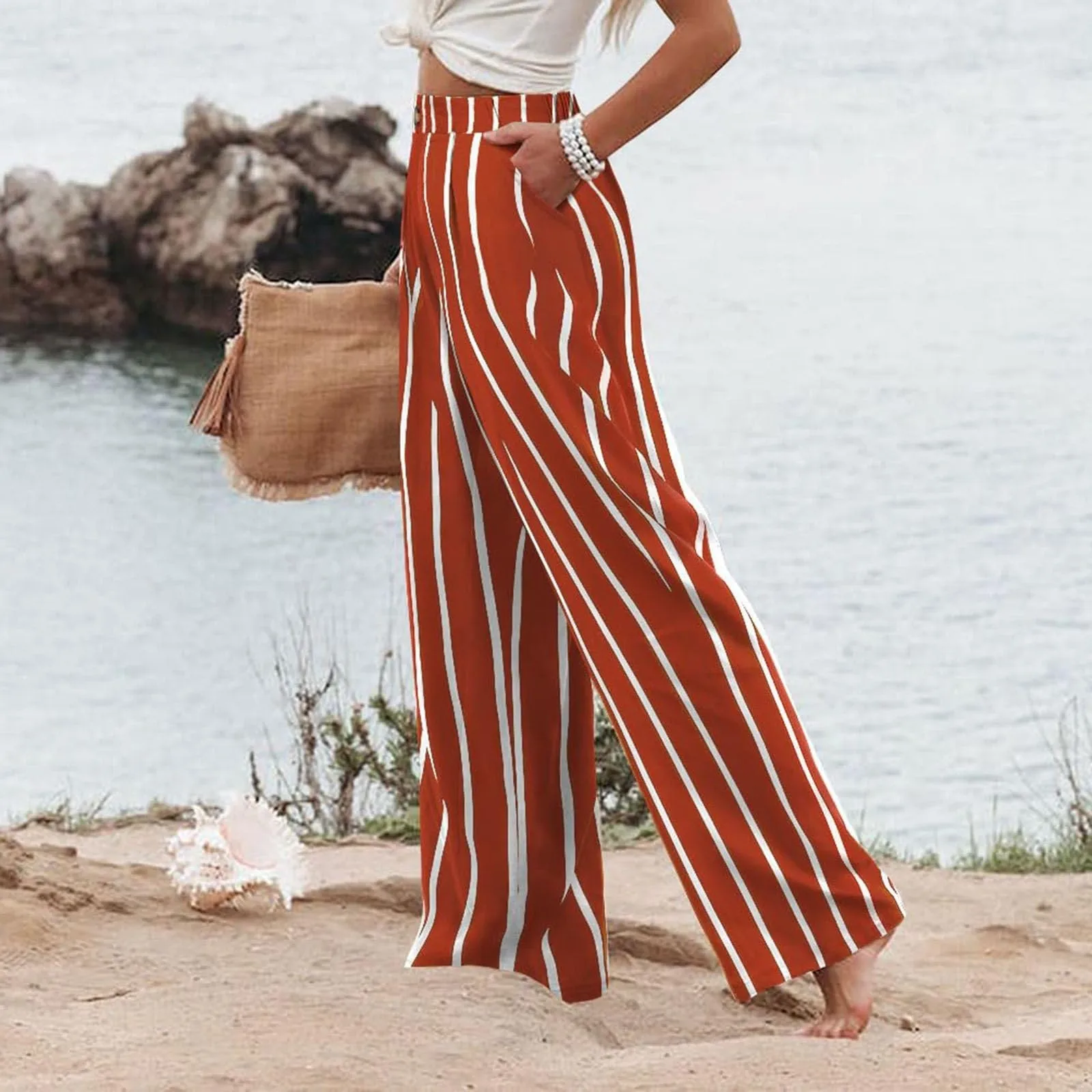 Stripe Women Pants High Waist Loose Wide Leg Pants Women Casual Straight Trousers Women Fashion High Street Suit Women's Pants Stripe Women Pants High Waist Loose Wide Leg Pants Women Casual Straight Trousers Women Fashion High Street Suit Women's Pants