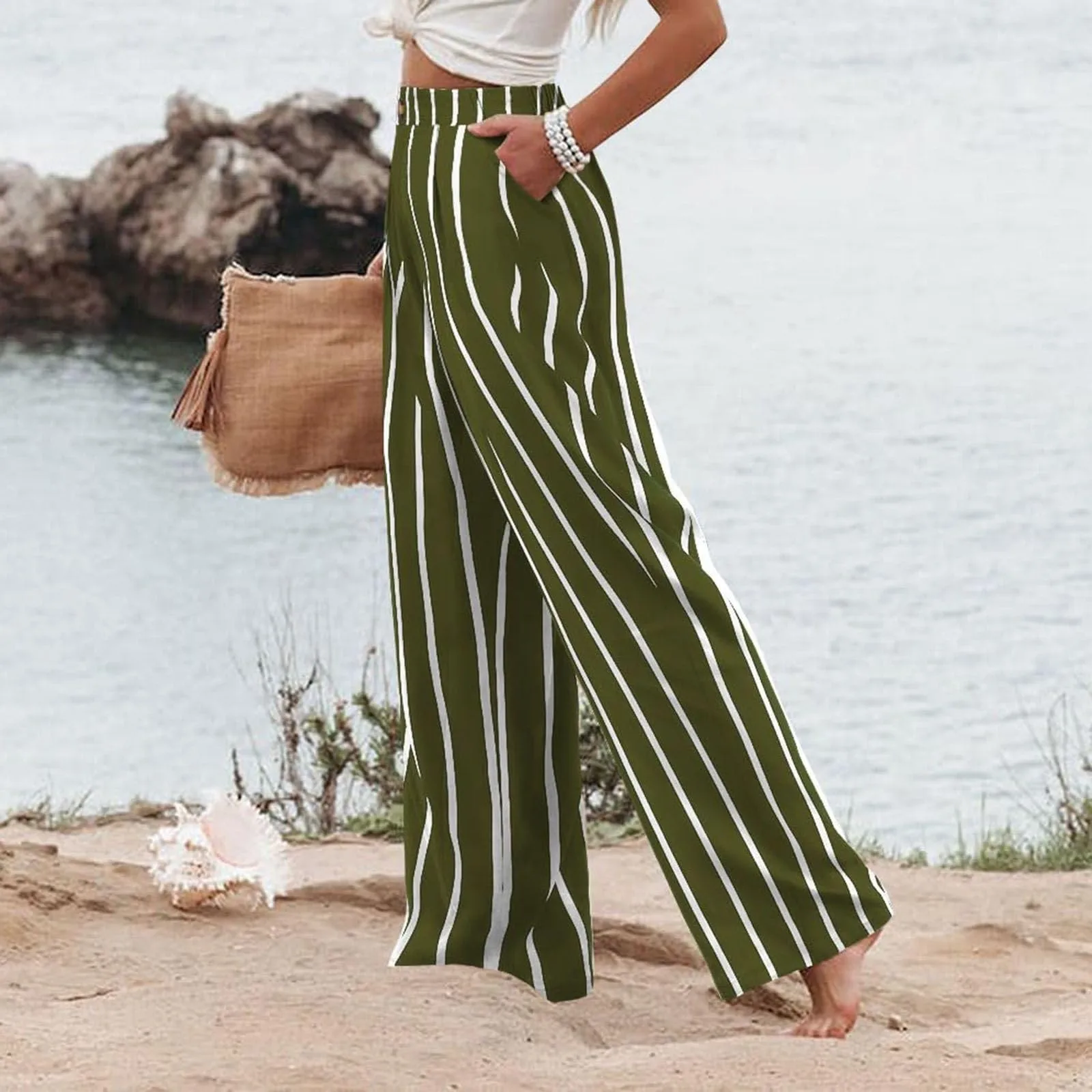 Stripe Women Pants High Waist Loose Wide Leg Pants Women Casual Straight Trousers Women Fashion High Street Suit Women's Pants Stripe Women Pants High Waist Loose Wide Leg Pants Women Casual Straight Trousers Women Fashion High Street Suit Women's Pants