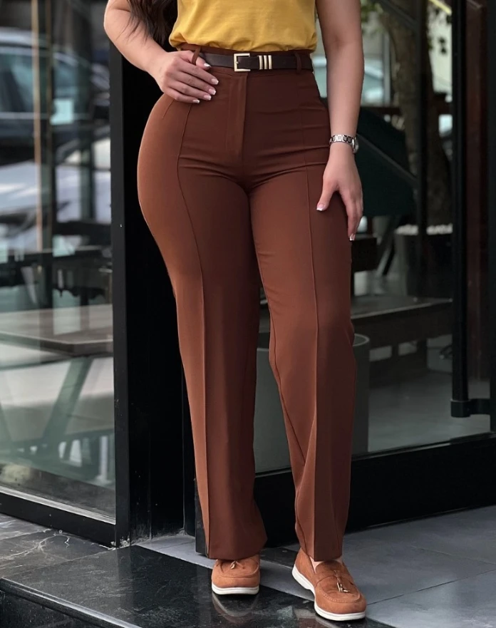 Women's Pants 2024 Spring Elegant Office Lady High Waist Straight Leg Work Pants Temperament Commuting Plain Daily Long Trousers Women's Pants 2024 Spring Elegant Office Lady High Waist Straight Leg Work Pants Temperament Commuting Plain Daily Long Trousers