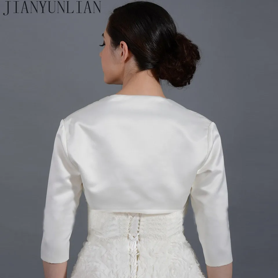 Customized New Satin Fashion Half Sleeve Wedding Jacket Custom Made Bolero Wedding Accessories Cape Mariage Bridal Wraps