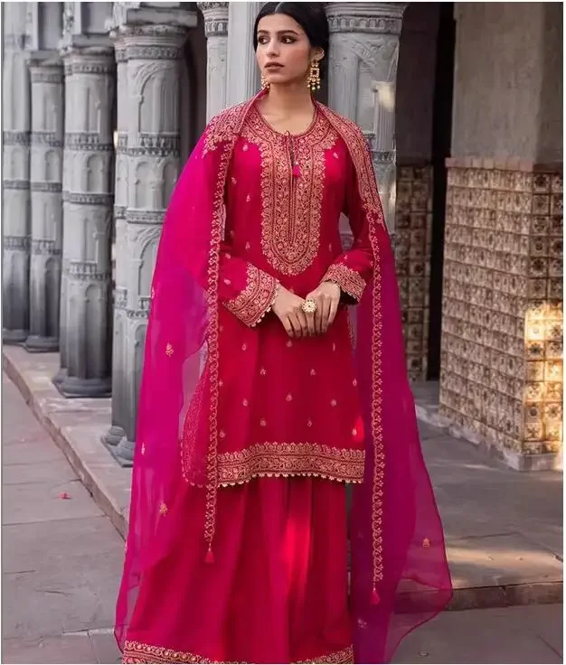 Indian Heavy Industry Embroidered Ethnic Style Clothing Side Chabi Dress