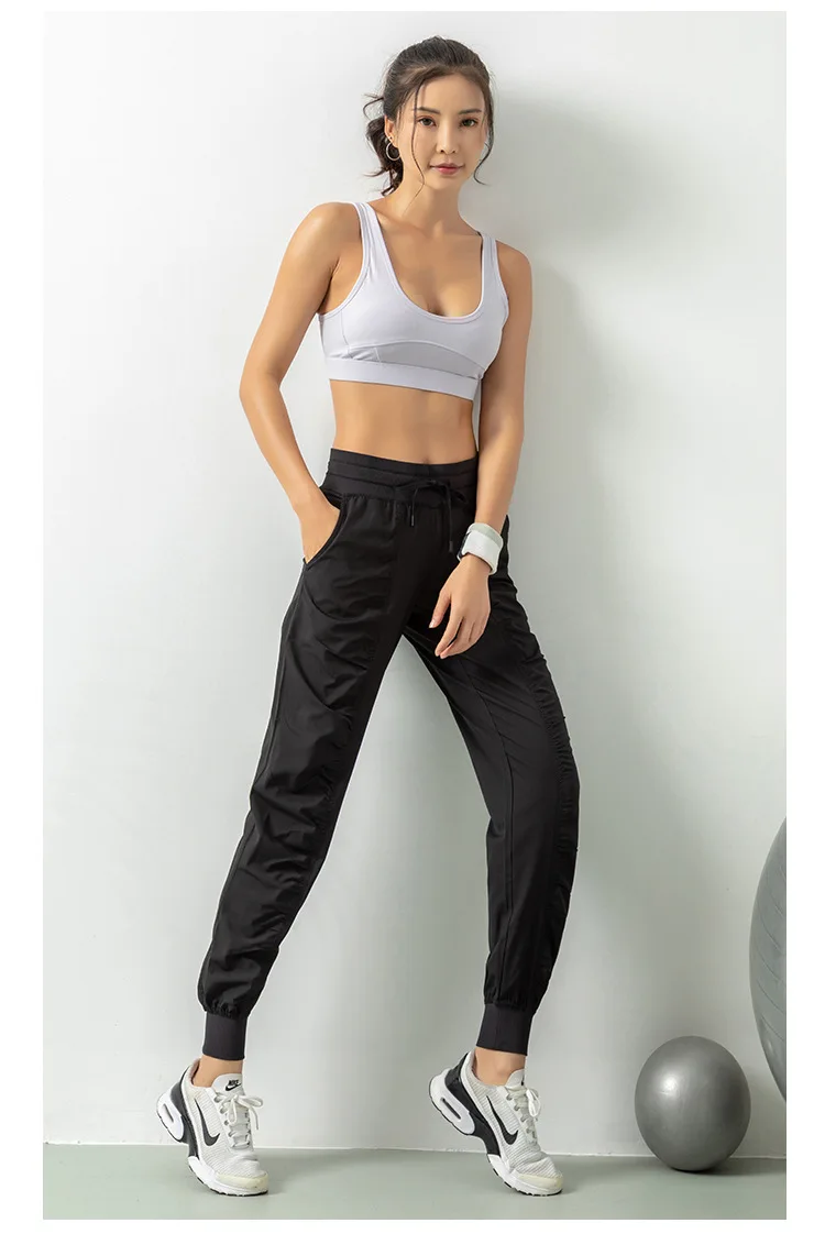 Fabric Drawstring Running Sport Joggers Women Quick Dry Athletic Gym Fitness Sweatpants with Side Pockets Leisure Exercise Pants Fabric Drawstring Running Sport Joggers Women Quick Dry Athletic Gym Fitness Sweatpants with Side Pockets Leisure Exercise Pants