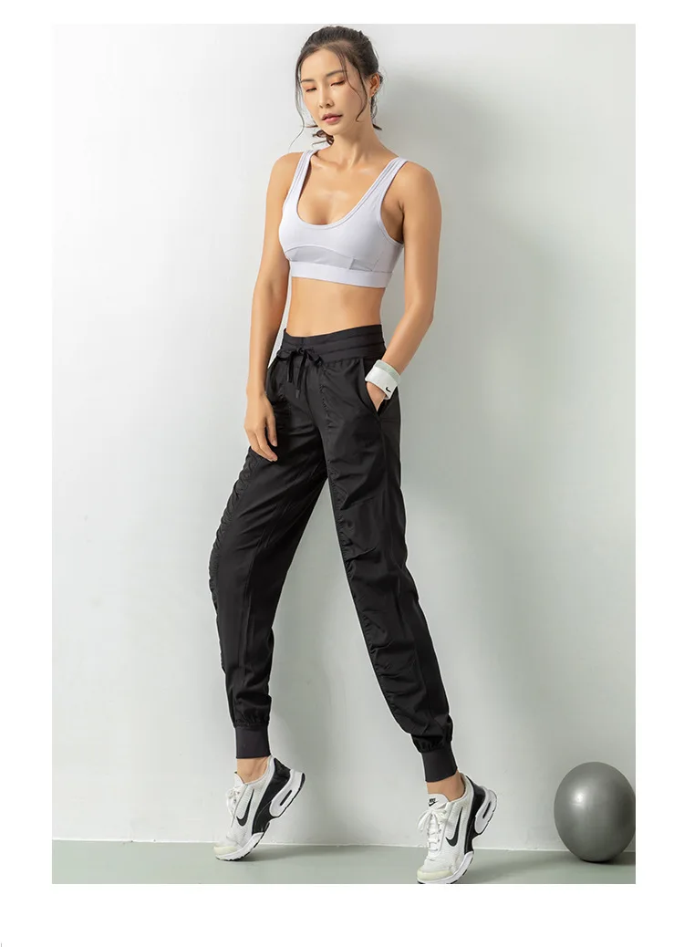 Fabric Drawstring Running Sport Joggers Women Quick Dry Athletic Gym Fitness Sweatpants with Side Pockets Leisure Exercise Pants Fabric Drawstring Running Sport Joggers Women Quick Dry Athletic Gym Fitness Sweatpants with Side Pockets Leisure Exercise Pants