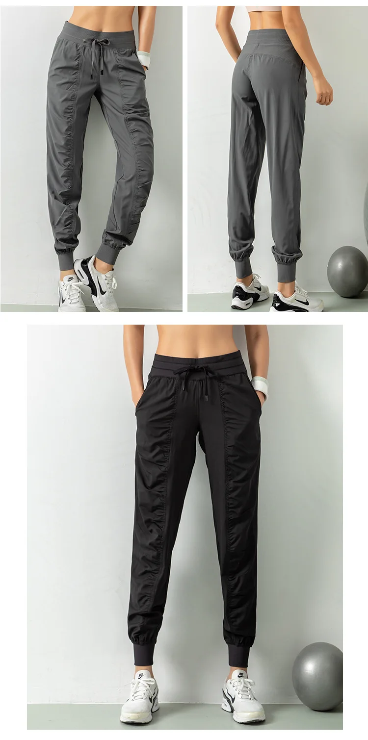 Fabric Drawstring Running Sport Joggers Women Quick Dry Athletic Gym Fitness Sweatpants with Side Pockets Leisure Exercise Pants Fabric Drawstring Running Sport Joggers Women Quick Dry Athletic Gym Fitness Sweatpants with Side Pockets Leisure Exercise Pants