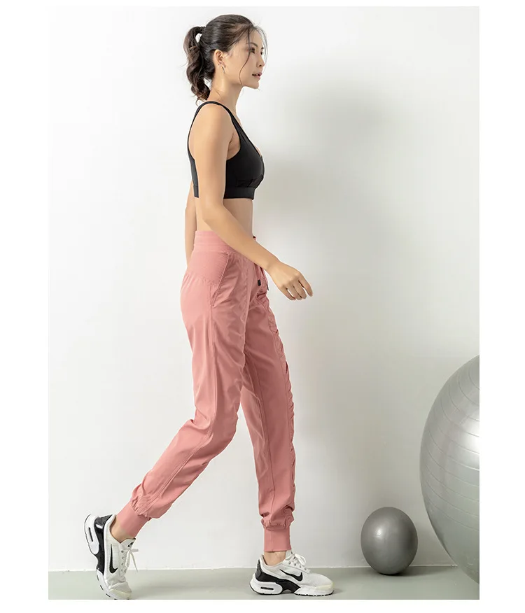 Fabric Drawstring Running Sport Joggers Women Quick Dry Athletic Gym Fitness Sweatpants with Side Pockets Leisure Exercise Pants Fabric Drawstring Running Sport Joggers Women Quick Dry Athletic Gym Fitness Sweatpants with Side Pockets Leisure Exercise Pants
