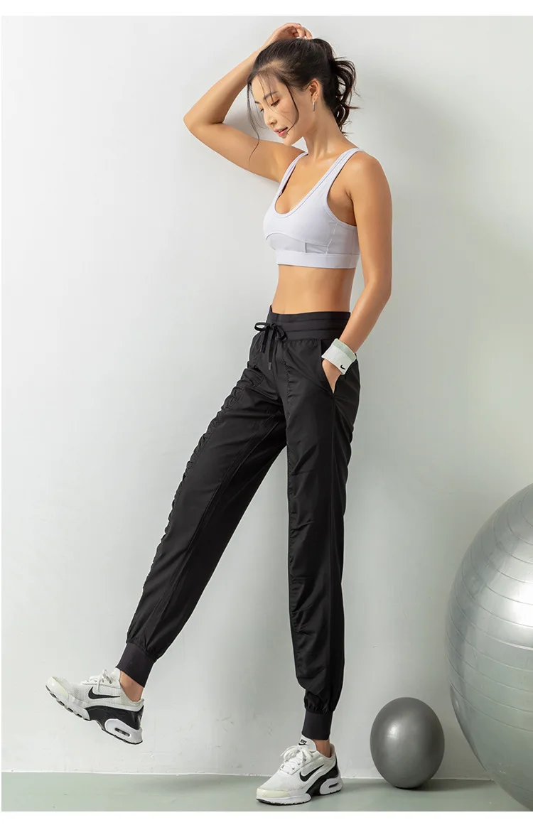 Fabric Drawstring Running Sport Joggers Women Quick Dry Athletic Gym Fitness Sweatpants with Side Pockets Leisure Exercise Pants Fabric Drawstring Running Sport Joggers Women Quick Dry Athletic Gym Fitness Sweatpants with Side Pockets Leisure Exercise Pants