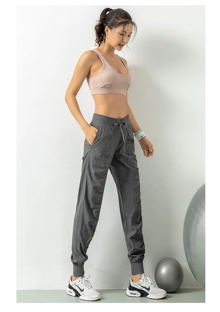 Fabric Drawstring Running Sport Joggers Women Quick Dry Athletic Gym Fitness Sweatpants with Side Pockets Leisure Exercise Pants Fabric Drawstring Running Sport Joggers Women Quick Dry Athletic Gym Fitness Sweatpants with Side Pockets Leisure Exercise Pants