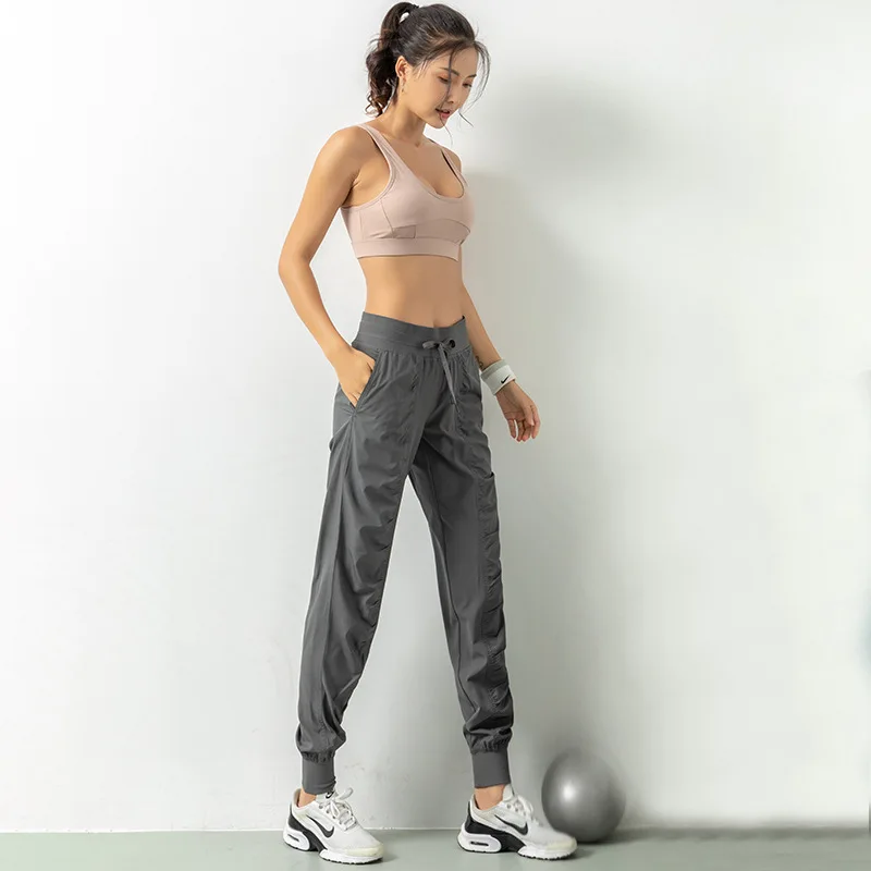 Fabric Drawstring Running Sport Joggers Women Quick Dry Athletic Gym Fitness Sweatpants with Side Pockets Leisure Exercise Pants Fabric Drawstring Running Sport Joggers Women Quick Dry Athletic Gym Fitness Sweatpants with Side Pockets Leisure Exercise Pants
