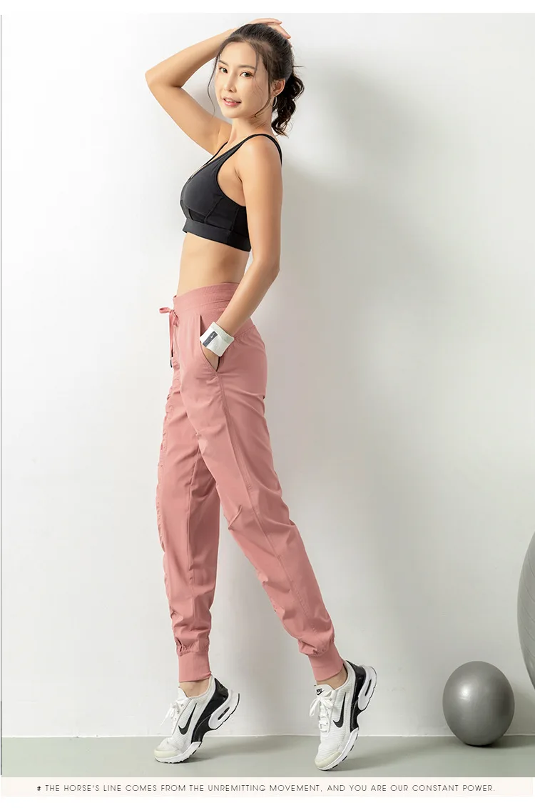 Fabric Drawstring Running Sport Joggers Women Quick Dry Athletic Gym Fitness Sweatpants with Side Pockets Leisure Exercise Pants Fabric Drawstring Running Sport Joggers Women Quick Dry Athletic Gym Fitness Sweatpants with Side Pockets Leisure Exercise Pants