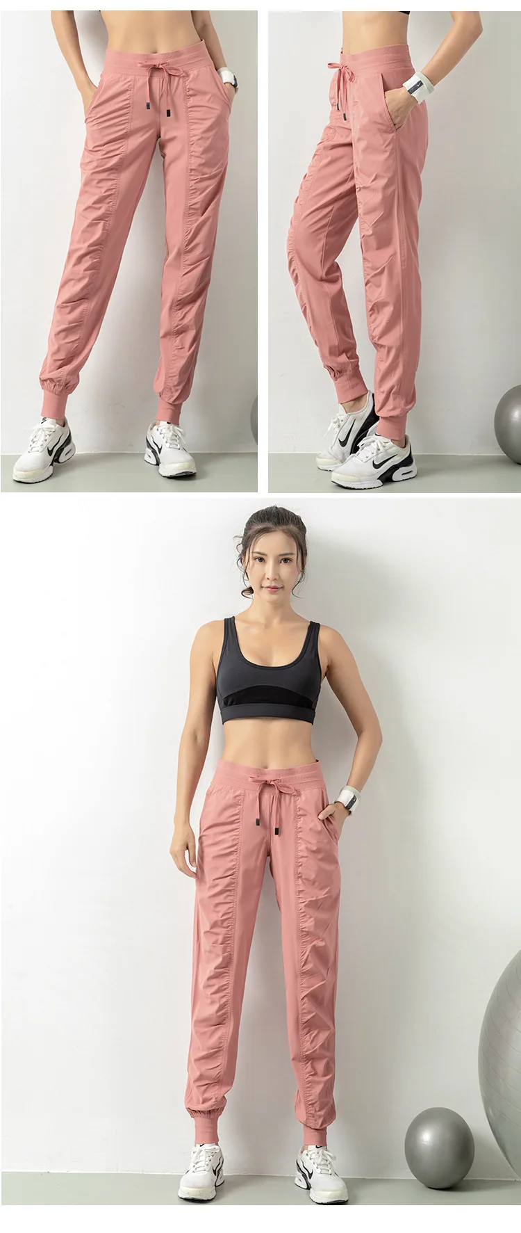 Fabric Drawstring Running Sport Joggers Women Quick Dry Athletic Gym Fitness Sweatpants with Side Pockets Leisure Exercise Pants Fabric Drawstring Running Sport Joggers Women Quick Dry Athletic Gym Fitness Sweatpants with Side Pockets Leisure Exercise Pants