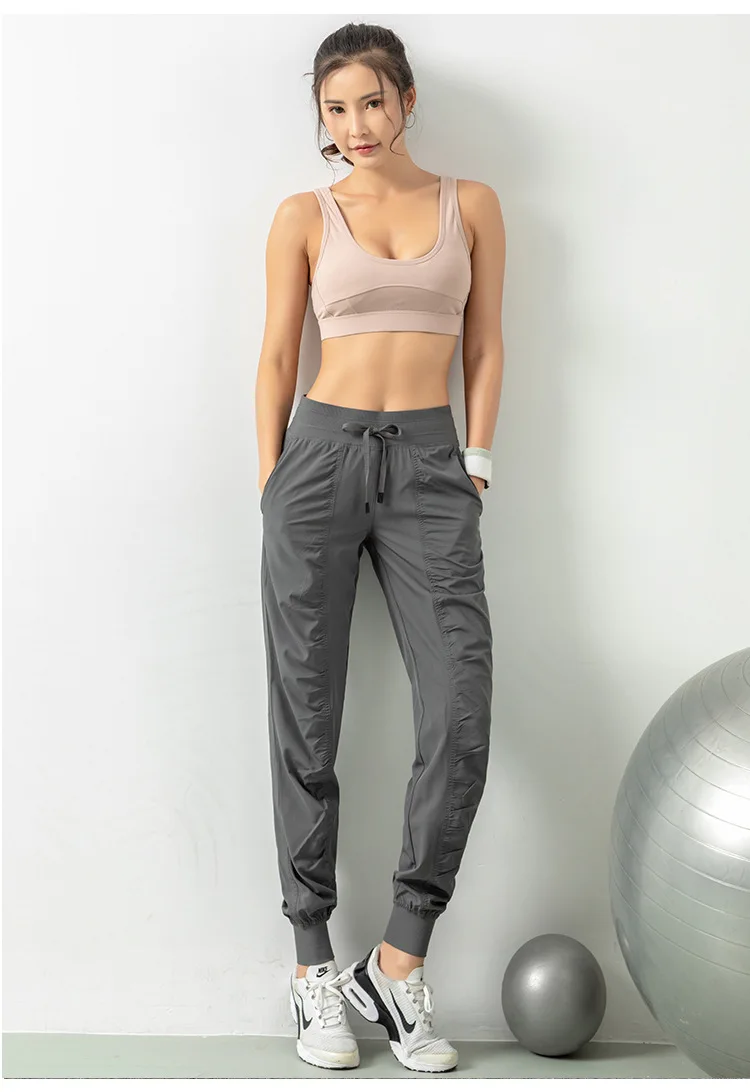 Fabric Drawstring Running Sport Joggers Women Quick Dry Athletic Gym Fitness Sweatpants with Side Pockets Leisure Exercise Pants Fabric Drawstring Running Sport Joggers Women Quick Dry Athletic Gym Fitness Sweatpants with Side Pockets Leisure Exercise Pants