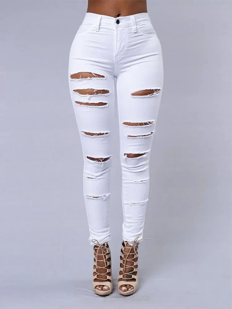Sexy Skinny Jeans Women's Denim Pants Tight Fitting Hole Punching Fashionable Thin Leggings Casual Female Clothing Sexy Skinny Jeans Women's Denim Pants Tight Fitting Hole Punching Fashionable Thin Leggings Casual Female Clothing