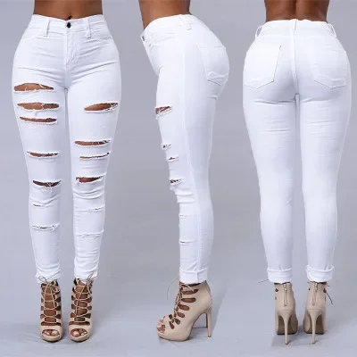 Sexy Skinny Jeans Women's Denim Pants Tight Fitting Hole Punching Fashionable Thin Leggings Casual Female Clothing Sexy Skinny Jeans Women's Denim Pants Tight Fitting Hole Punching Fashionable Thin Leggings Casual Female Clothing