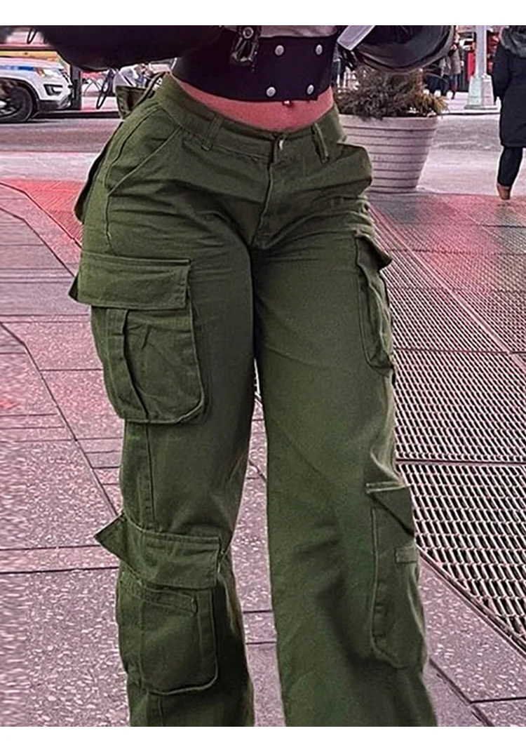 Womens New Denim Cargo Pants Retro Loose Trousers Multi Pocket Hip Hop Jeans Streetwear Wide Leg Casual Straight Pants TC708321 Womens New Denim Cargo Pants Retro Loose Trousers Multi Pocket Hip Hop Jeans Streetwear Wide Leg Casual Straight Pants TC708321