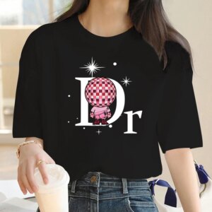 Luxury Brand Design 100% Cotton Short Sleeve T-Shirt Printing Women Tee Shirts Oversized Tops Female Casual Woman Blouse Summer