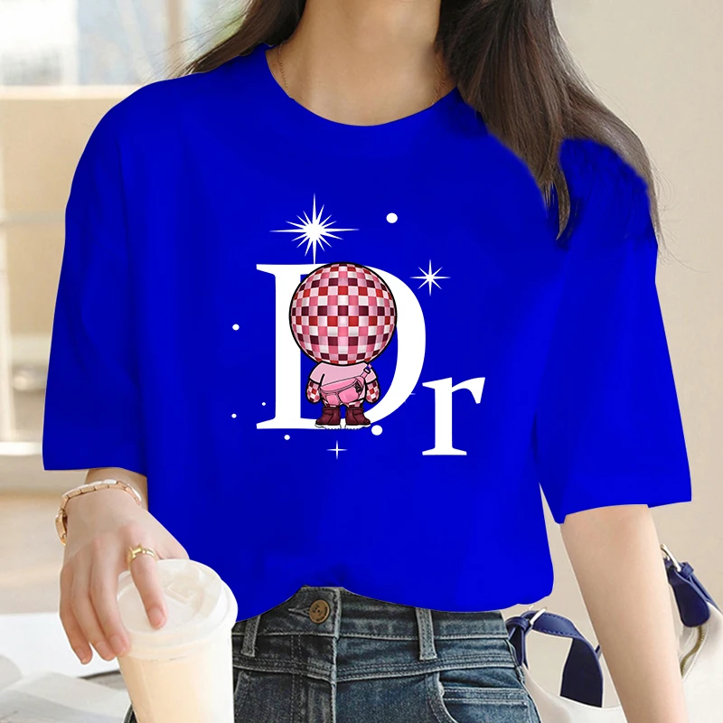 Luxury Brand Design 100% Cotton Short Sleeve T-Shirt Printing Women Tee Shirts Oversized Tops Female Casual Woman Blouse Summer Luxury Brand Design 100% Cotton Short Sleeve T-Shirt Printing Women Tee Shirts Oversized Tops Female Casual Woman Blouse Summer