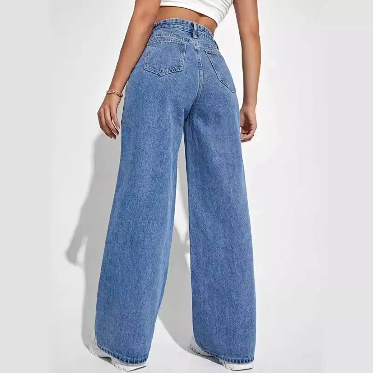 Fashion retro blue jeans women y2k High street baggy straight pants High waisted all-in-one slim pants Fashion retro blue jeans women y2k High street baggy straight pants High waisted all-in-one slim pants