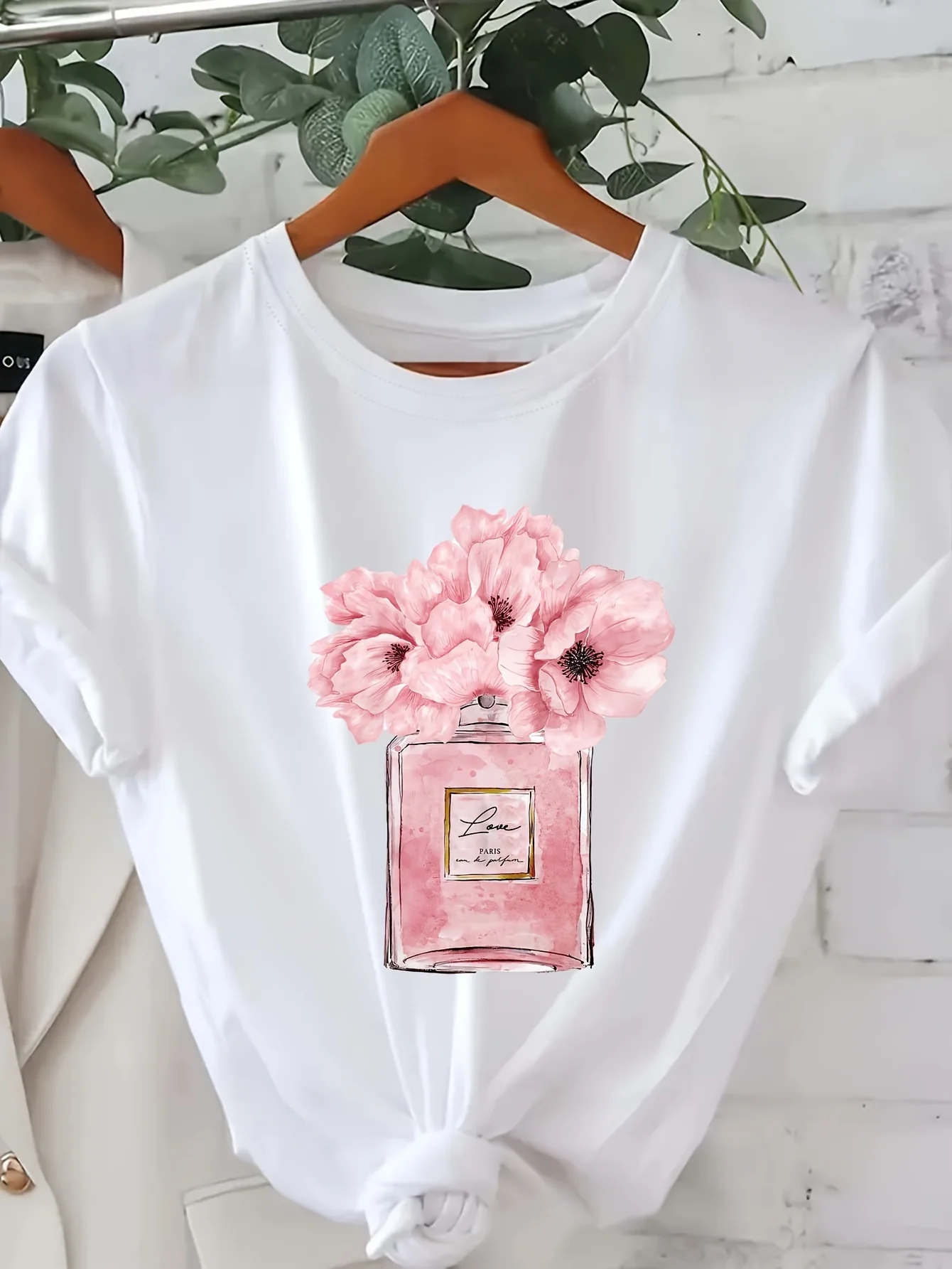 Women'S Floral Print T-Shirt Paris Flower Design Casual Crew Neck Short Sleeve Top All Season Wea  shirts for women  y2k top