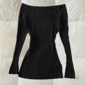 Casual vintage Autumn and Winter Women's Sweater Harajuku Streetwear Y2K Fashion Solid Color All-match Punk Emo Girls Slim Tops