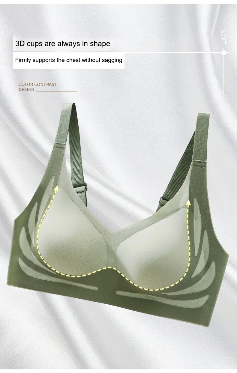 Plus Size Super Gather Push Up Bras Women Soft Support Seamless Underwear Female Full Cup Lift-Up Bras No Steel Sleepwear