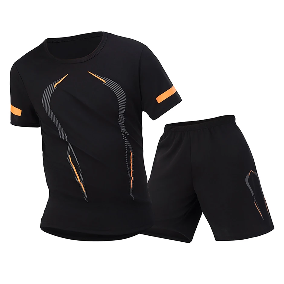 2 Pcs Men's Mesh Breathable Quick-drying Sports Suit Loose Plus Size Running Fitness Mountaineering Casual Short-sleeved Shorts 2 Pcs Men's Mesh Breathable Quick-drying Sports Suit Loose Plus Size Running Fitness Mountaineering Casual Short-sleeved Shorts