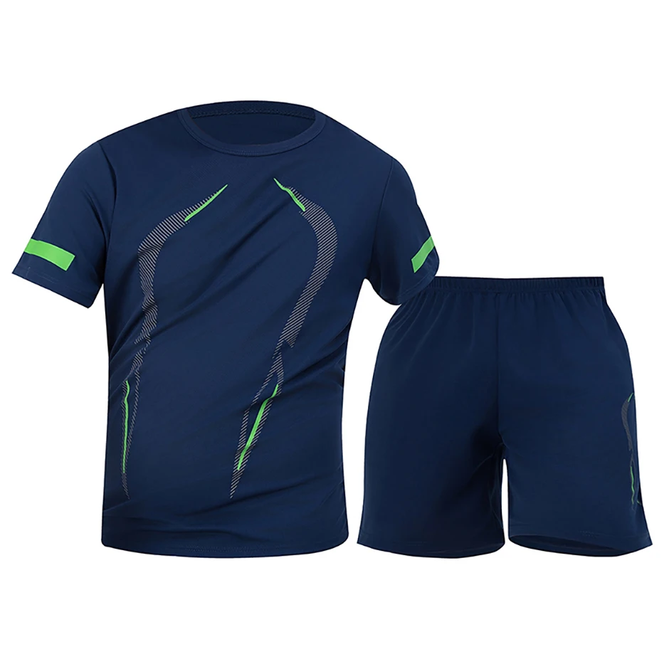 2 Pcs Men's Mesh Breathable Quick-drying Sports Suit Loose Plus Size Running Fitness Mountaineering Casual Short-sleeved Shorts 2 Pcs Men's Mesh Breathable Quick-drying Sports Suit Loose Plus Size Running Fitness Mountaineering Casual Short-sleeved Shorts