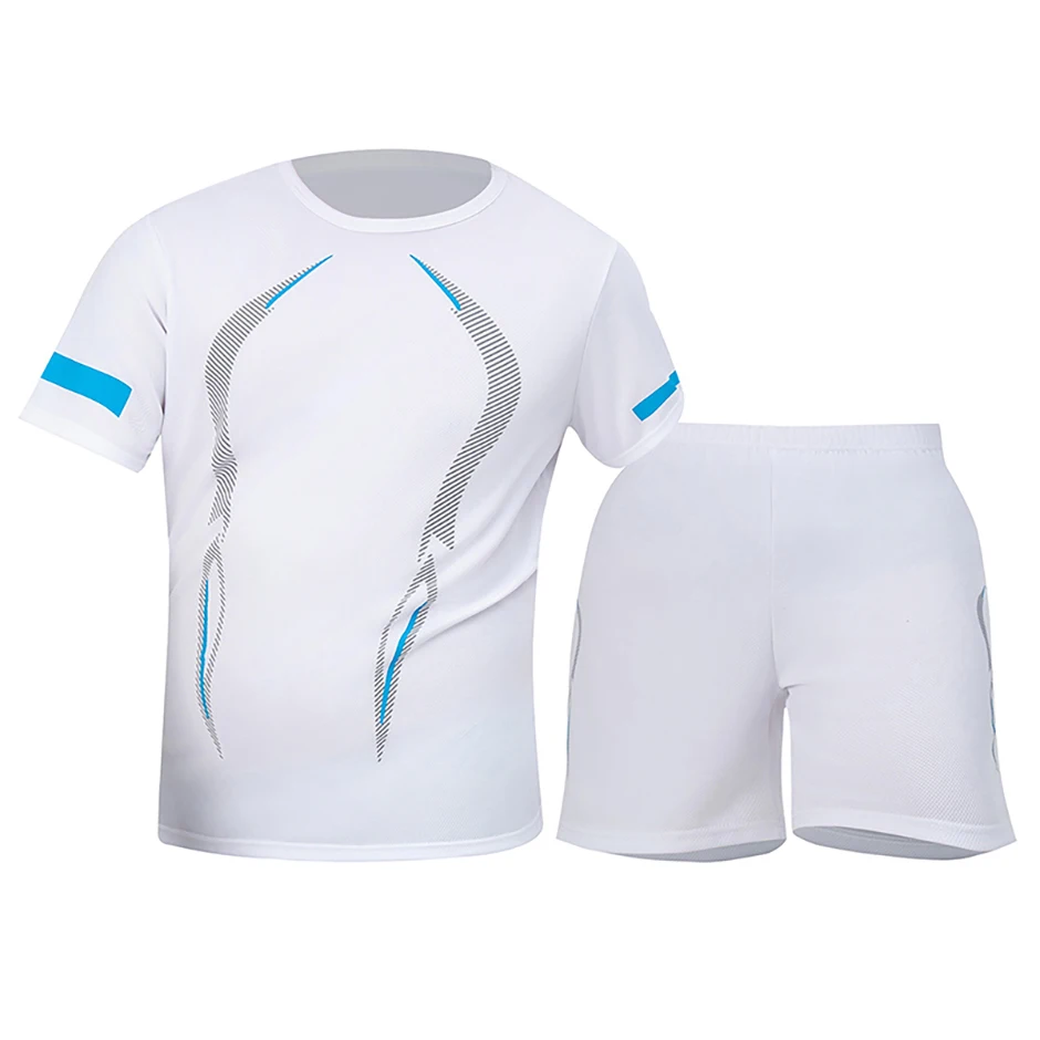 2 Pcs Men's Mesh Breathable Quick-drying Sports Suit Loose Plus Size Running Fitness Mountaineering Casual Short-sleeved Shorts 2 Pcs Men's Mesh Breathable Quick-drying Sports Suit Loose Plus Size Running Fitness Mountaineering Casual Short-sleeved Shorts