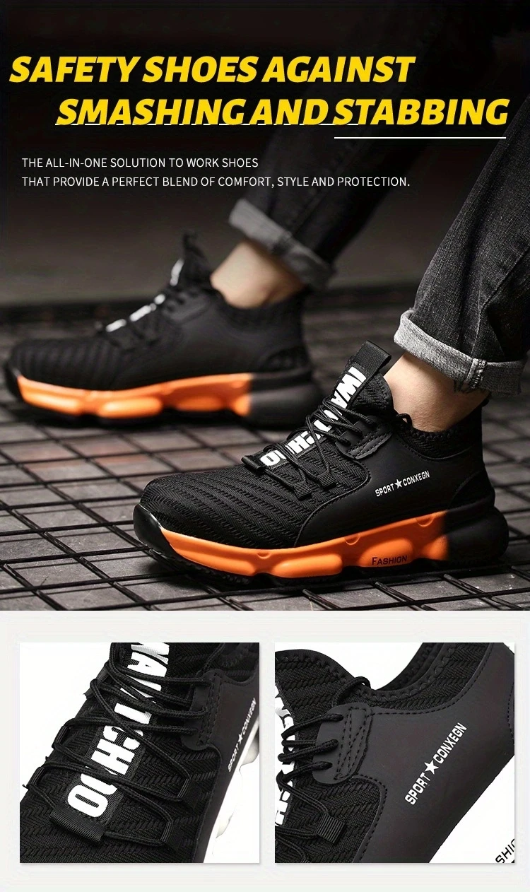 Anti-smash, anti-puncture, breathable, fashionable and comfortable safety shoes