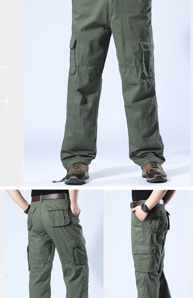 Men's Camo Pants Tactical Cargo Trousers Pure Cotton Overalls Camouflage Loose Work Wear Sports Climbing Sweatpants Heavy Weight