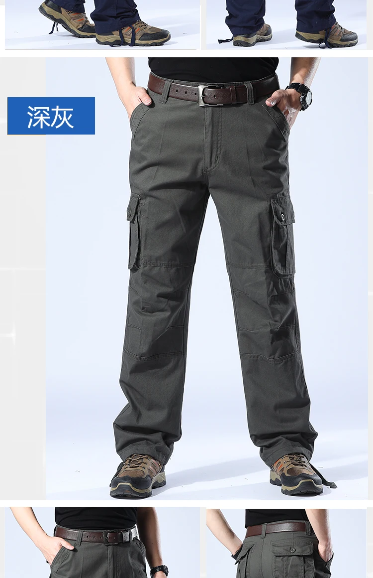 Men's Camo Pants Tactical Cargo Trousers Pure Cotton Overalls Camouflage Loose Work Wear Sports Climbing Sweatpants Heavy Weight