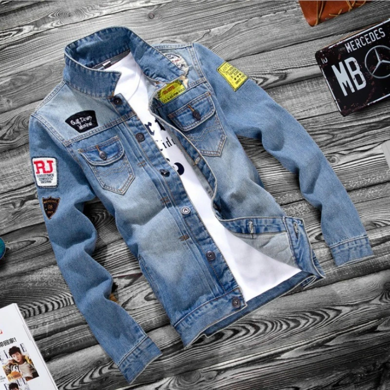 2025 Luxury Mens Denim Jackets Fashion Hole Jeans Jacket Mens Cotton Outwear Jackets Coat Long Sleeve Male Clothing Size 3XL 50