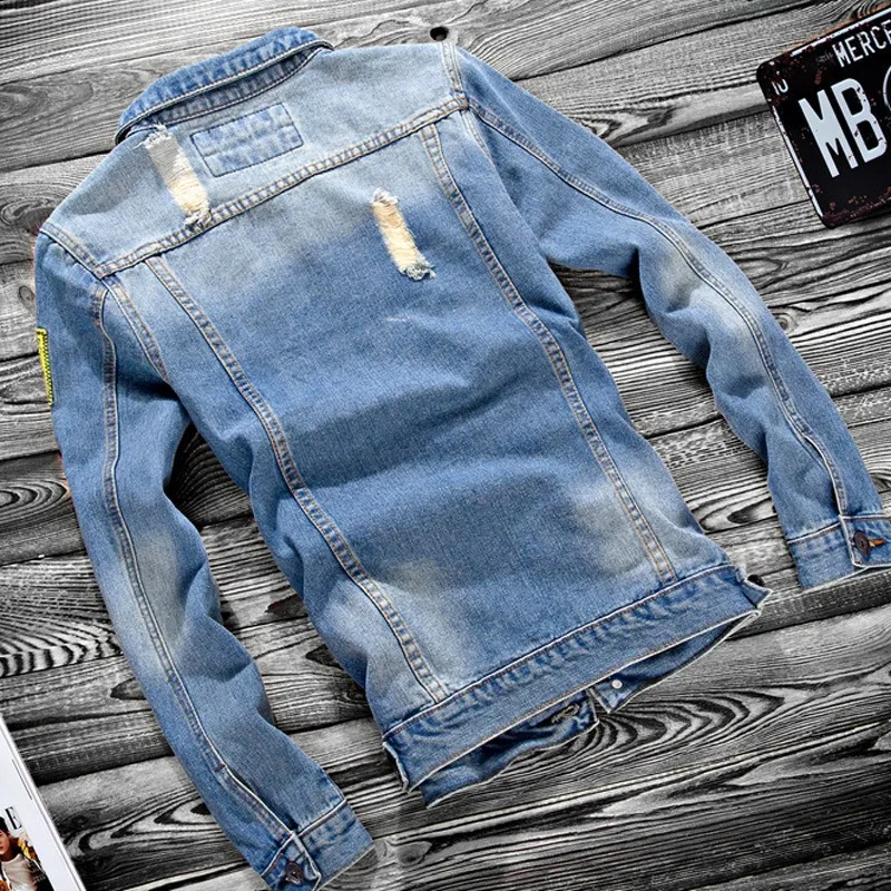 2025 Luxury Mens Denim Jackets Fashion Hole Jeans Jacket Mens Cotton Outwear Jackets Coat Long Sleeve Male Clothing Size 3XL 50 2025 Luxury Mens Denim Jackets Fashion Hole Jeans Jacket Mens Cotton Outwear Jackets Coat Long Sleeve Male Clothing Size 3XL 50