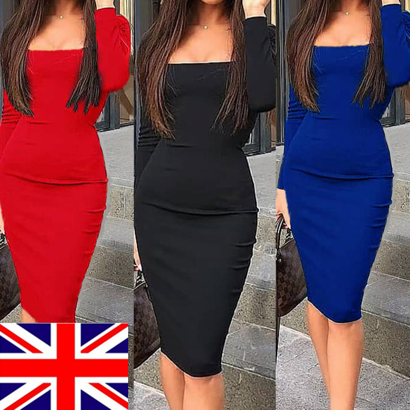 Elegant Womens Cold Shoulder Sexy Chic Red Cocktail Party Slim Fit Dresses Square Collar Long Sleeve Design Bodycon Midi Dress Elegant Womens Cold Shoulder Sexy Chic Red Cocktail Party Slim Fit Dresses Square Collar Long Sleeve Design Bodycon Midi Dress