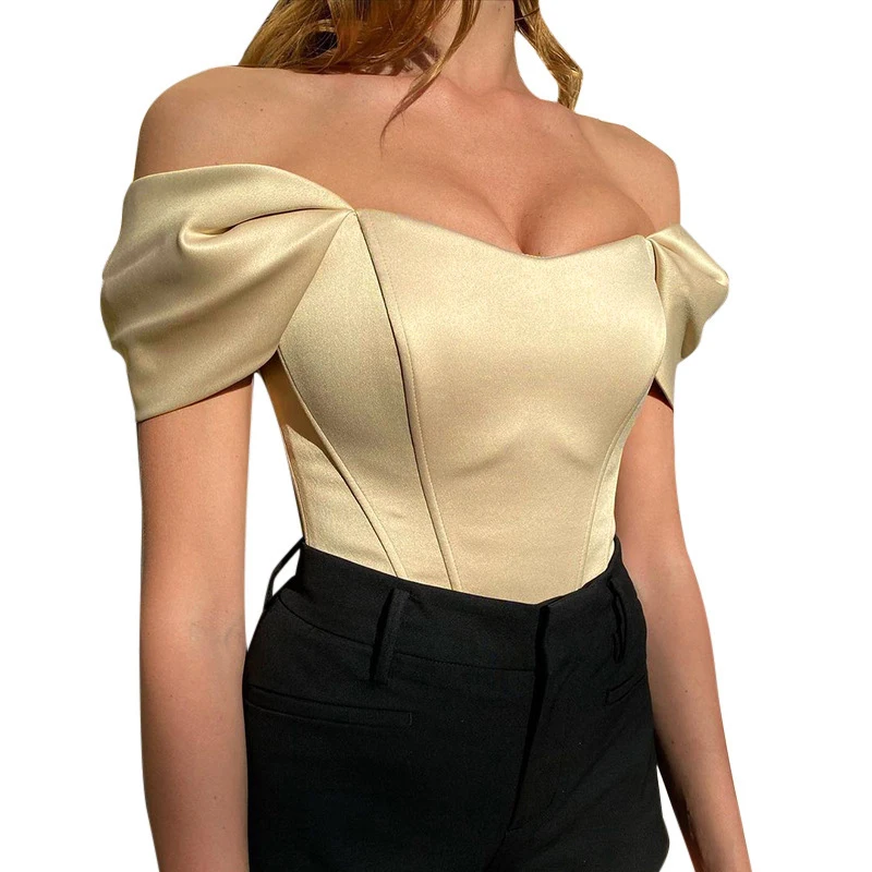 2022 Summer new Elegant Satin Bow Tie Corset Top for Women Summer Sleeveless Backless Cropped Tops T SHIRT Club Party Clothes 2022 Summer new Elegant Satin Bow Tie Corset Top for Women Summer Sleeveless Backless Cropped Tops T SHIRT Club Party Clothes