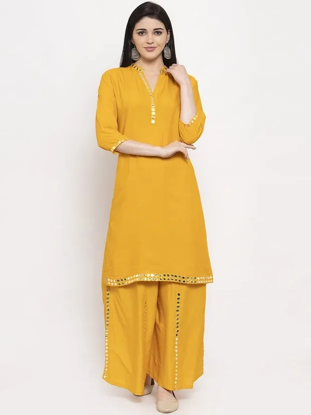 Indian Saree Long Cotton Silk Yellow Ethnic Style Thin Breathable Top Pants Scarf Indian Sari Traditional Indian Clothing Set
