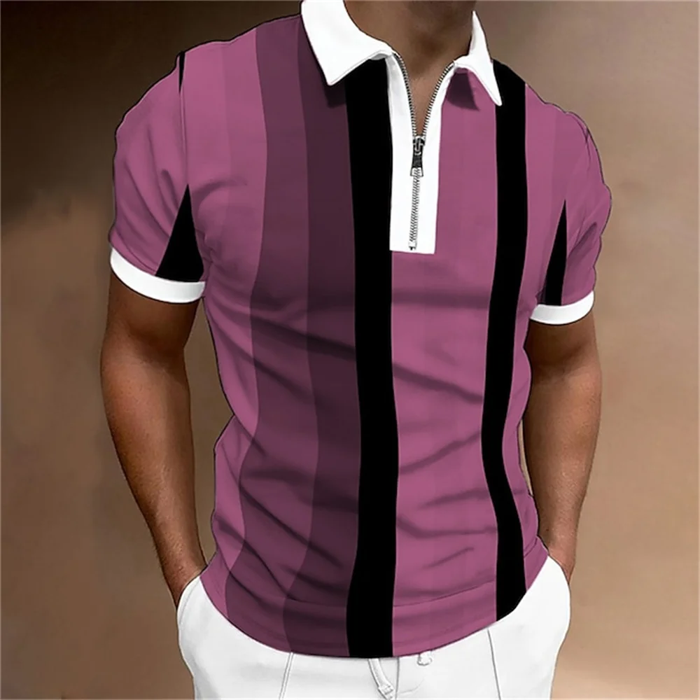 Men Polo Shirt Stripes Short Sleeve T-shirt Male Breathable Tops Business Turn Down Collar Streetwear Luxury Brand High Quality Men Polo Shirt Stripes Short Sleeve T-shirt Male Breathable Tops Business Turn Down Collar Streetwear Luxury Brand High Quality