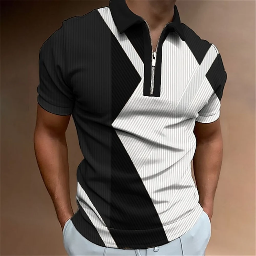 Men Polo Shirt Stripes Short Sleeve T-shirt Male Breathable Tops Business Turn Down Collar Streetwear Luxury Brand High Quality Men Polo Shirt Stripes Short Sleeve T-shirt Male Breathable Tops Business Turn Down Collar Streetwear Luxury Brand High Quality