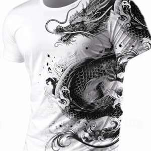 3D Dragon Print Men's T-shirt Summer Daily Casual Men's Street T-shirt Outdoor Sports Short Sleeve Urban Fashion Men's T-shirt