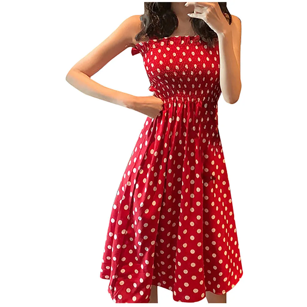 Sexy Off Shoulder Polka Dots Midi Dress Women 2024 Summer Casual High Waist Elegant Office Laides Dresses For Women Sexy Off Shoulder Polka Dots Midi Dress Women 2024 Summer Casual High Waist Elegant Office Laides Dresses For Women